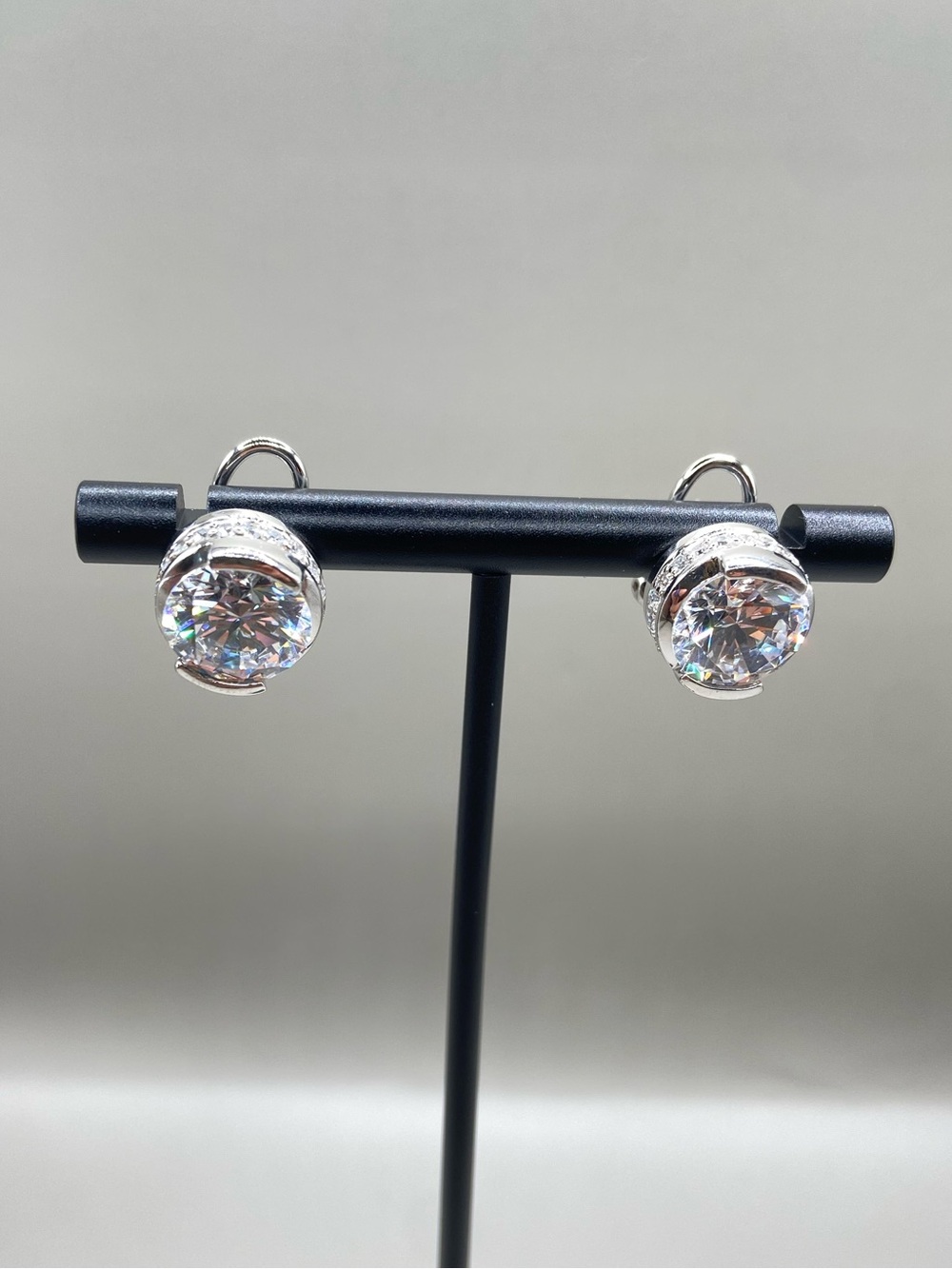 TOVA Diamonique Cubic Zirconia Sterling Silver Post Solitaire Earrings